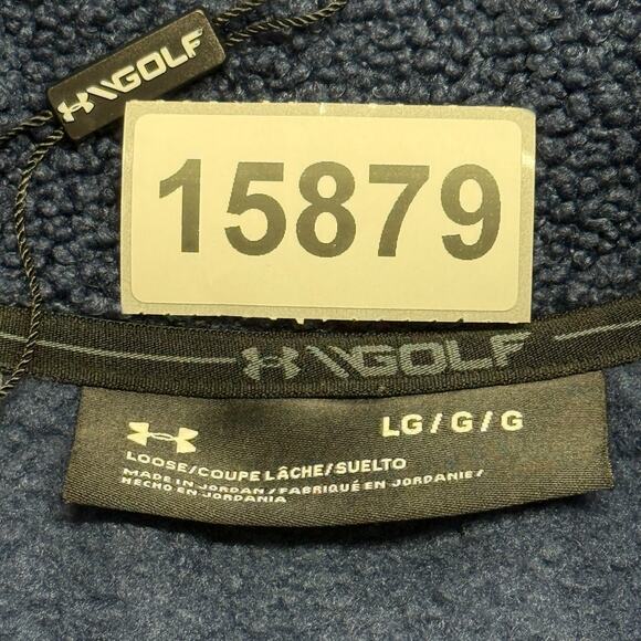 Under Armour Golf Sweater Large Blue Fleece Pile Half Snap T Pullover Loose Fit - Picture 12 of 12